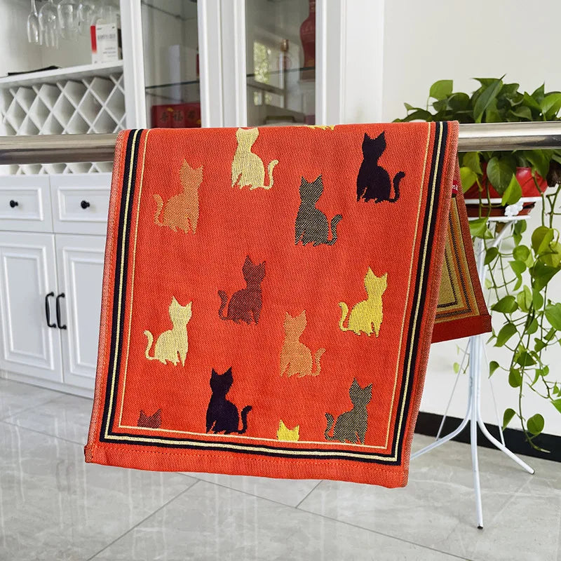 Decorbites™ Kinder-Cartoon-Gesichtstücher - Set aus 3 | Katzen-Motiv | 100% Baumwolle | 25*50cm