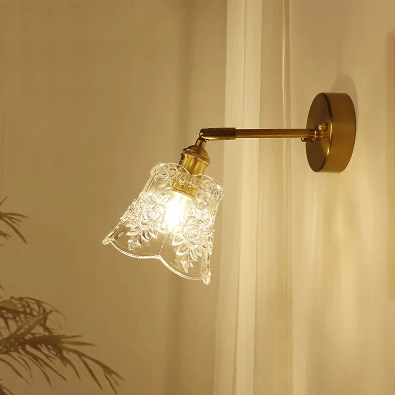 Decorbites™ Messing-Wandarmleuchte mit Glasschirm für Schlafzimmer und Wohnzimmer