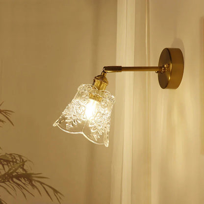 Decorbites™ Messing-Wandarmleuchte mit Glasschirm für Schlafzimmer und Wohnzimmer