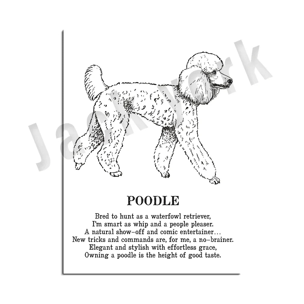 Decorbites™ Hunderassens-Gedichtposter-Sammlung: Vizsla, Pomeranian, Manchester Terrier und mehr