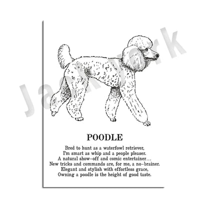 Decorbites™ Hunderassens-Gedichtposter-Sammlung: Vizsla, Pomeranian, Manchester Terrier und mehr