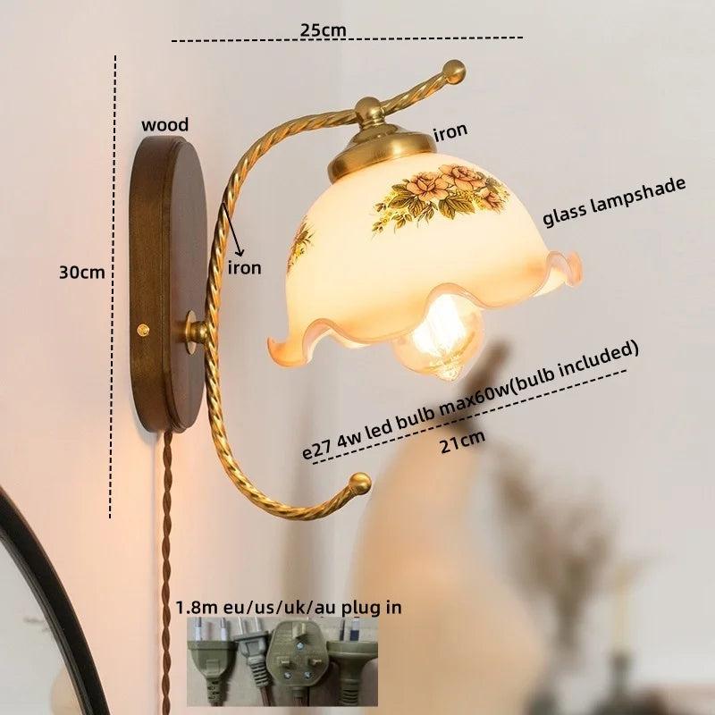 Decorbites™ Eisen-Glas-LED-Wandleuchten Moderne Nachttischlampe 4W Glühbirne für Badezimmer Schlafzimmer Wohnzimmer