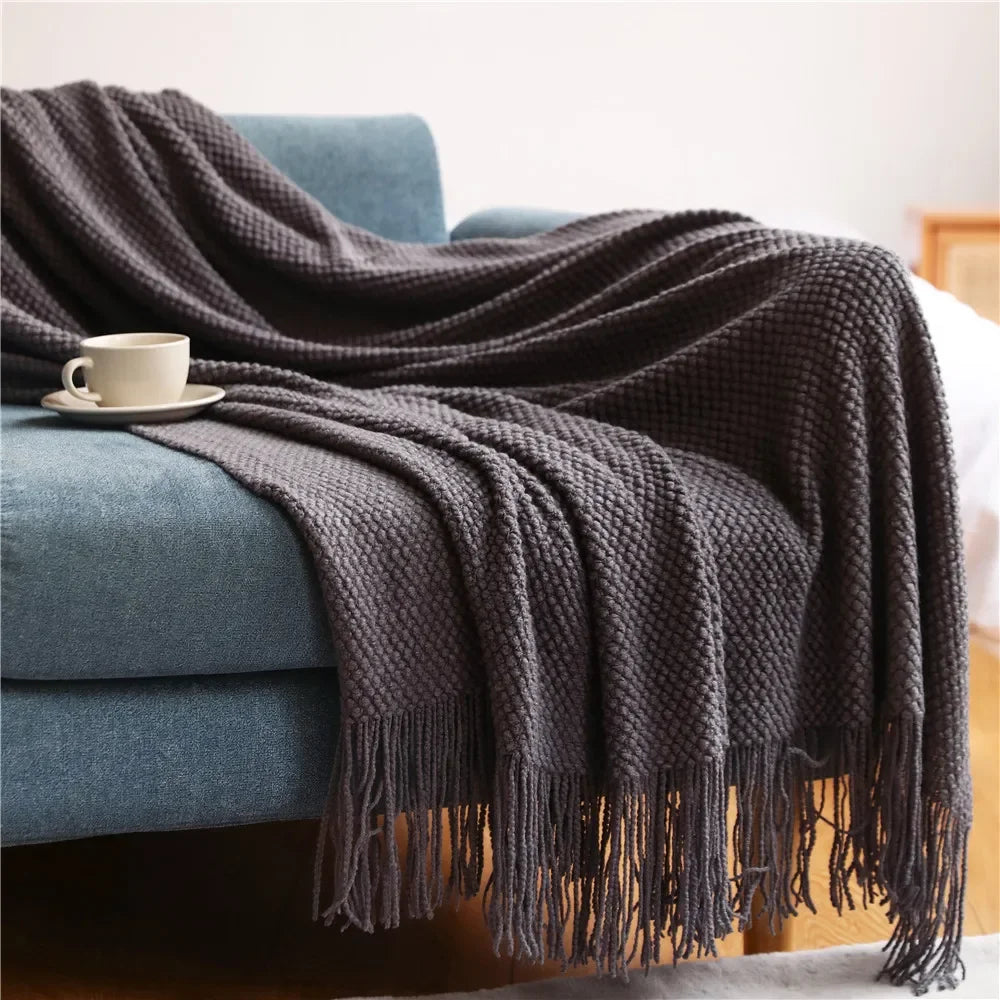 DecorBites™ Knitted Pineapple Grid Throw Blanket - Nordic Sofa Blanket for Home Decor