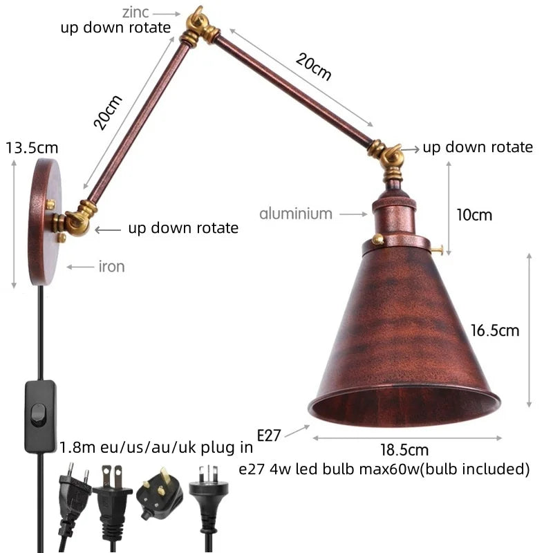 Brass Long Arm Lamp
