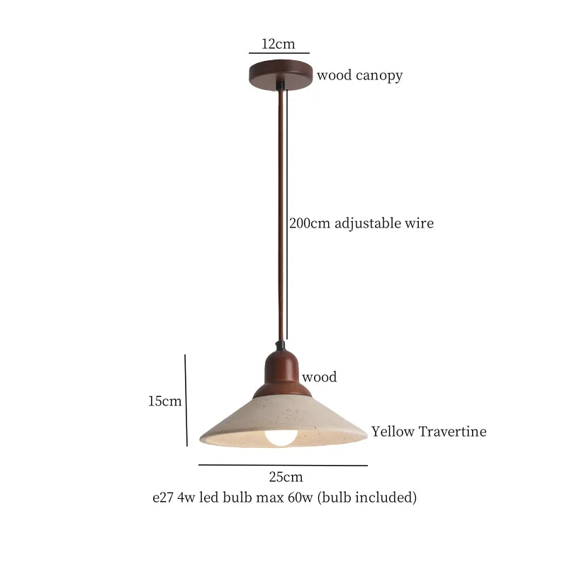 Decorbites™ Japanisches Vintage-LED-Hängeleuchte Gelber Travertin Wohnraum-Dekoration Pendelleuchte