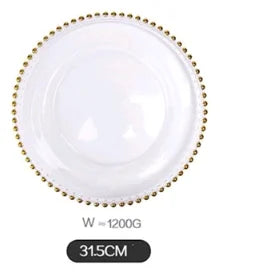 Gold Beaded Glass Plate