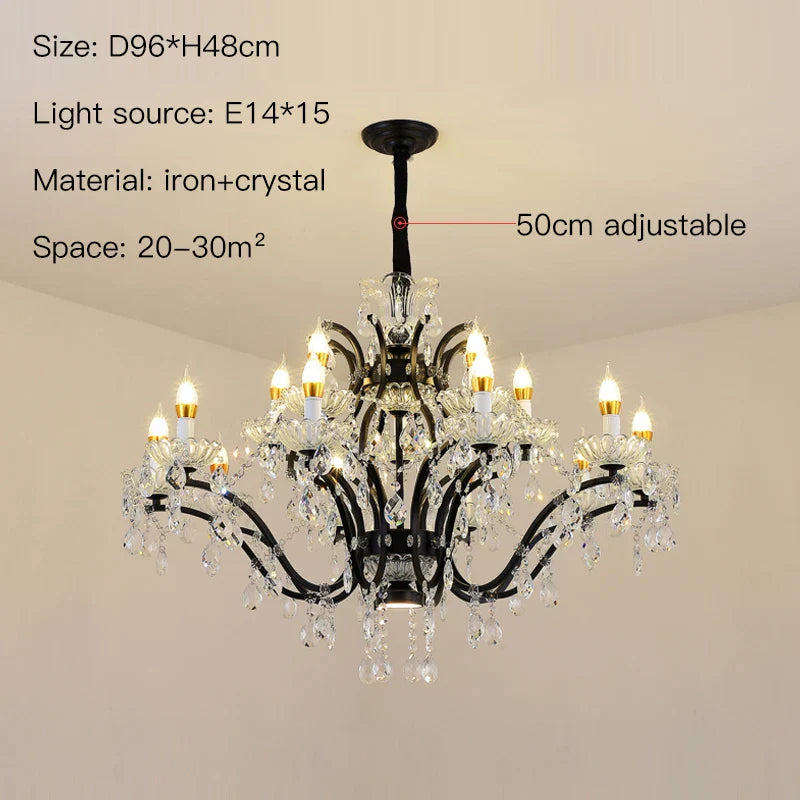 Decorbites™ Kristallkerzenleuchter-Beleuchtung: Schwarze Pendelleuchten für Esszimmer, Küche & Landhausstil