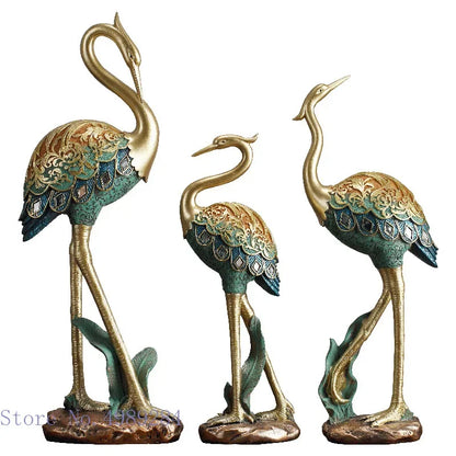 DecorBites™ Crane Bird Sculpture: Handcrafted Resin Ornament for Home Decor
