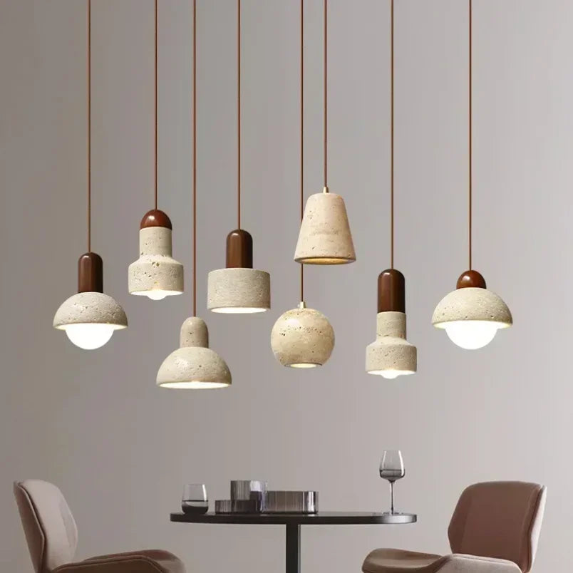 Decorbites™ Elegante Wabi-Sabi-Travertin-Pendantleuchte für Esstisch & Kücheninsel