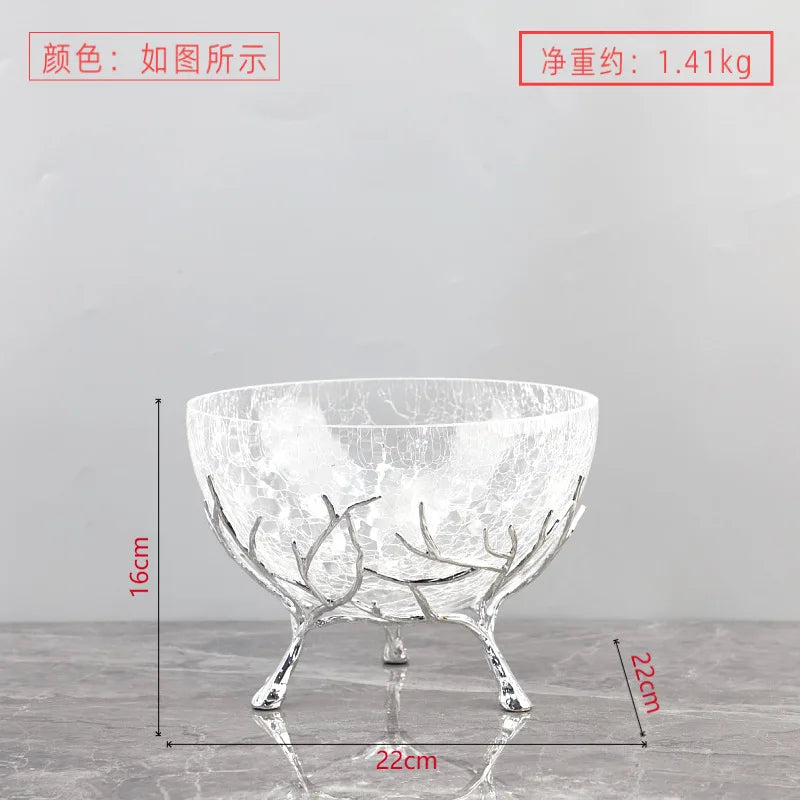 Decorbites™ Goldener Ast Glas Obstteller: Stilvolles Aufbewahrungsgefäß für Zuhause & Dekorationsaccessoire