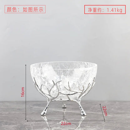 Decorbites™ Goldener Ast Glas Obstteller: Stilvolles Aufbewahrungsgefäß für Zuhause & Dekorationsaccessoire