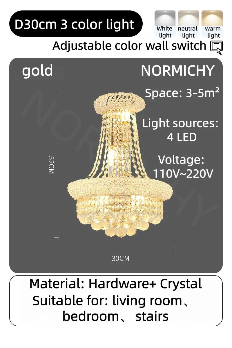 Modern Crystal Staircase Chandelier in Gold or Black