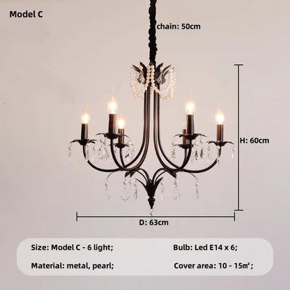 Decorbites™ Elegante Schwarze Kristall-Hängelampe für das Wohnzimmer