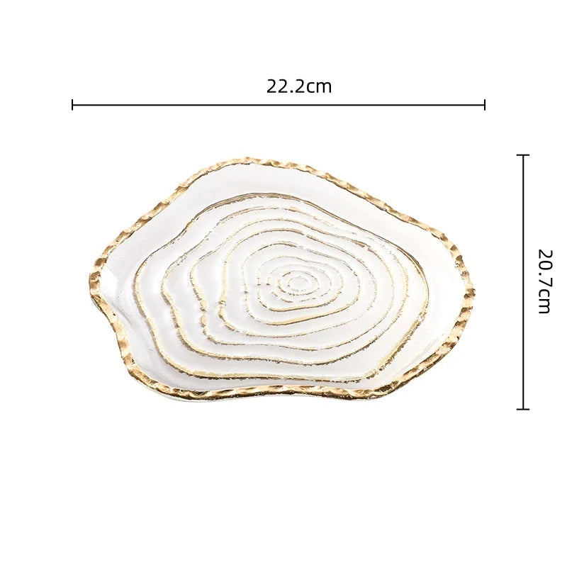 Decorbites™ Goldfolien-Glas-Tablett Geometrische Obstplatte Heimdekoration-Zubehör