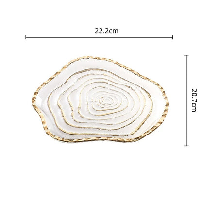 Decorbites™ Goldfolien-Glas-Tablett Geometrische Obstplatte Heimdekoration-Zubehör