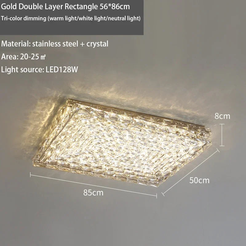 Decorbites™ Kristall-LED-Deckenleuchte | Farbwechselbar Quadratisch Silber | Rechteckig Chrom Edelstahl