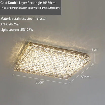 Decorbites™ Kristall-LED-Deckenleuchte | Farbwechselbar Quadratisch Silber | Rechteckig Chrom Edelstahl