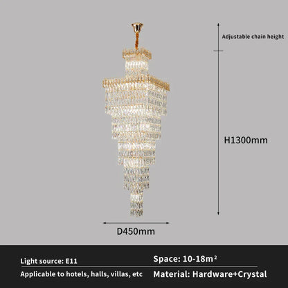 Decorbites™ Kristall-Hohlkristall-Treppen-Chandelier für Duplex-Villa und Hotel-Lobby