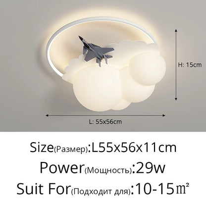 Decorbites™ Kinder Wolken-Flugzeug-Deckenleuchte: Moderner LED-Schlafzimmer-Leuchter für Jungen und Mädchen