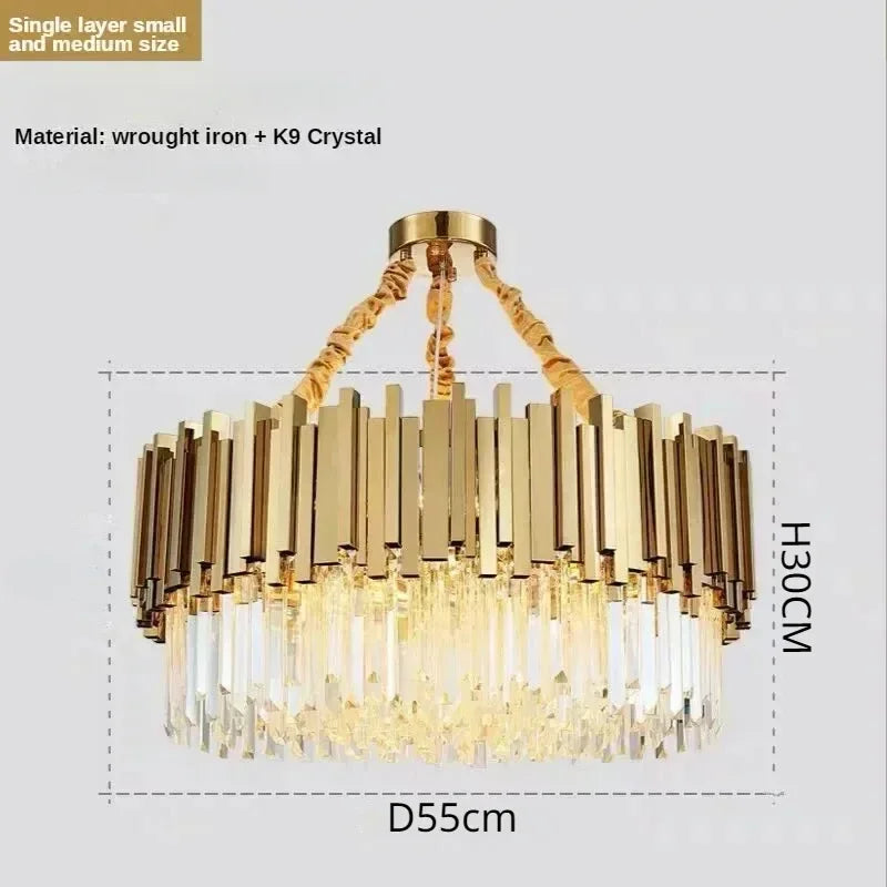 DecorBites™ Crystal Art LED Ceiling Chandelier: Luxury Living Room Round Lamp