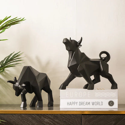 Decorbites™ Geometrische Bison-Skulptur aus Harz für Zuhause und Büro Moderne Dekoration Tischfigur