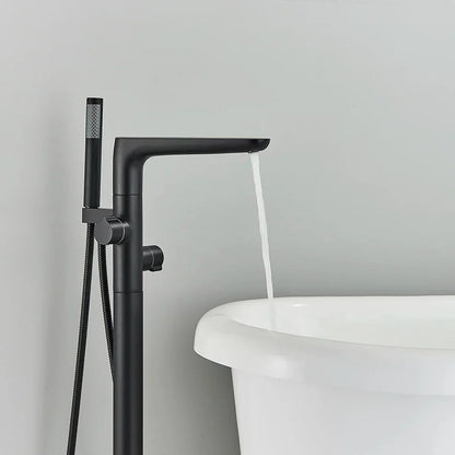 Decorbites™ Zweihandlicher Schwarzer Wasserfall-Badewannenarmatur Bodengestell-Set für das Badezimmer
