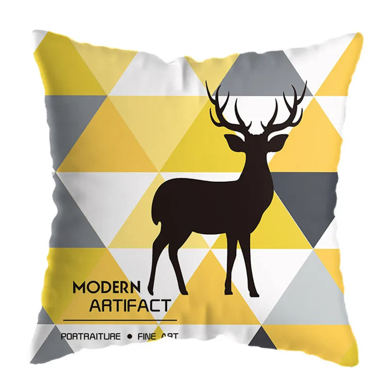 Decorbites™ Geometrisches Hirsch-Print Kissenbezug 45x45 cm - Gelb Hausteppich-Dekoration