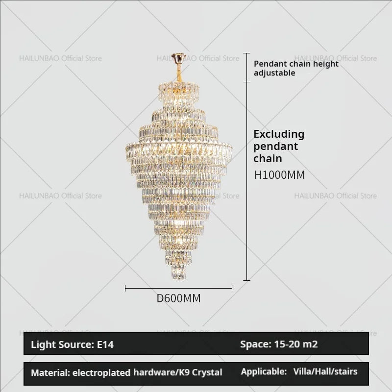 Decorbites™ Kristall-Leuchter: Penthouse-Lichtluxus für Villa-Wohnzimmer, rotierende Treppenhaus-Atmosphäre