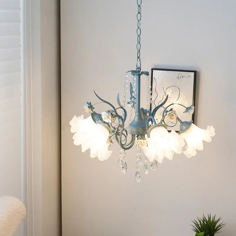 DecorBites™ Crystal Flower Chandelier: Luxury LED French Style for Home, Hotel, or Shop