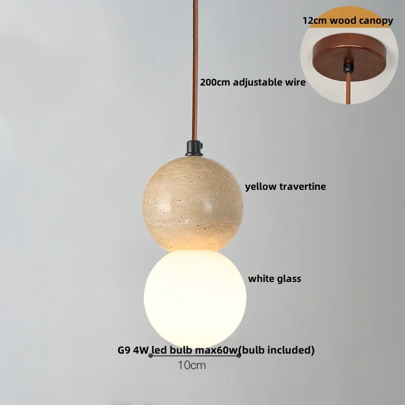 DecorBites™ LED Wood Pendant Light Fixture Wabi Sabi Hang Lamp for Living Room