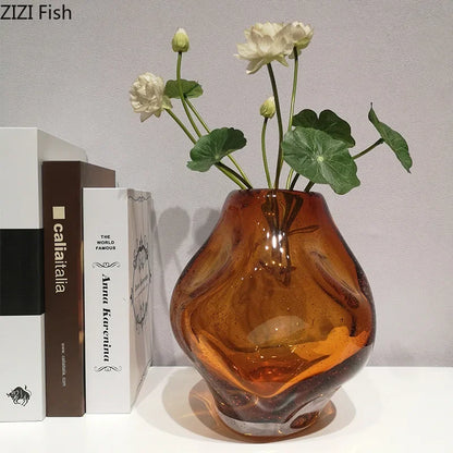 Decorbites™ Bernsteinglas-Vase & Künstliche Blume als Schreibtischdekoration für das Raumästhetik