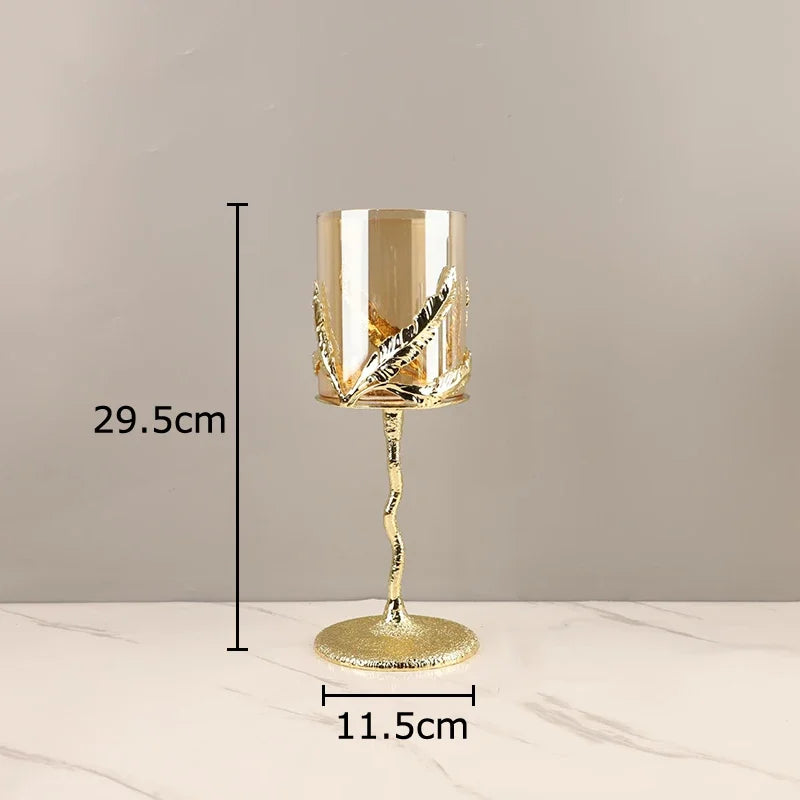 Decorbites™ Goldene Äste Kerzenhalter Metall Glas Kerzenständer Duftbehälter
