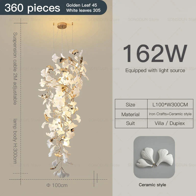Decorbites™ Ginkgo-Blatt-Keramik-Kronleuchter: Modernes nordisches Wohnzimmer- & Hotellobby-Beleuchtung