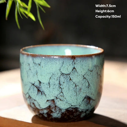 Decorbites™ Japanische Ofenverwandlungs-Keramik-Teebecher Espressotasse Kaffeetasse Töpferei Kung-Fu-Teetasse