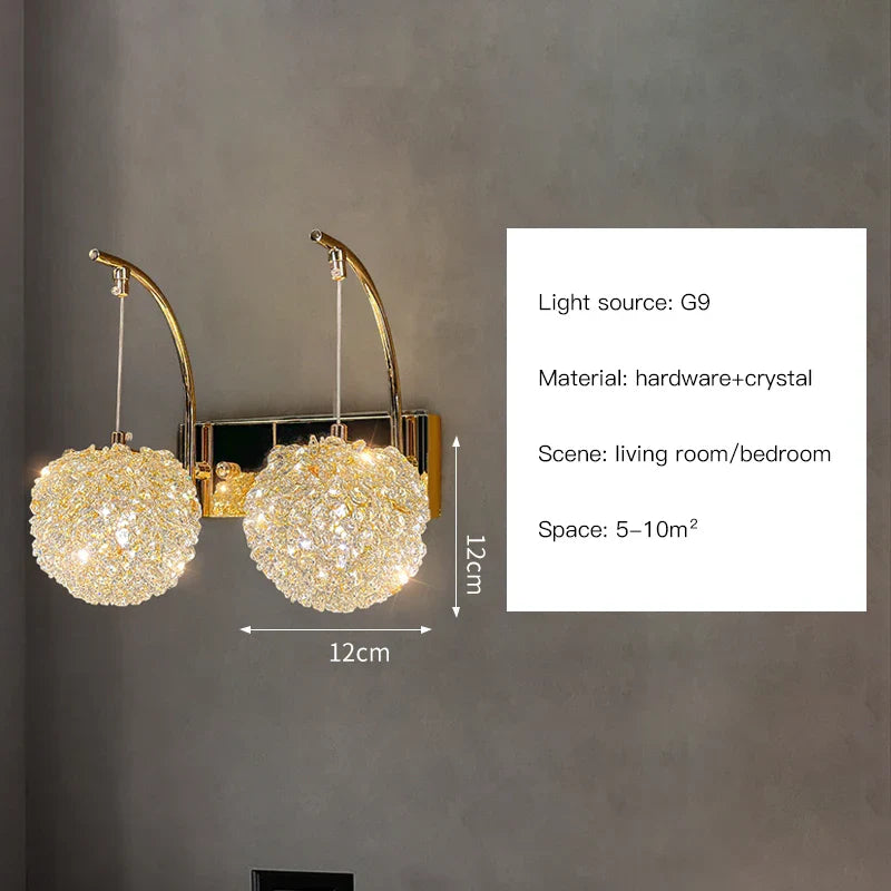 DecorBites™ Crystal Wall Lights Sconce for Bedroom Foyer Bedside Aisle.