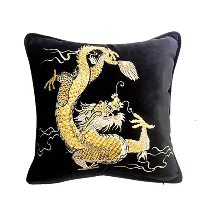 Decorbites™ Drachen-Samt-Kissenbezug 48x48 Rosa Außendekoration für Sofa und Bett