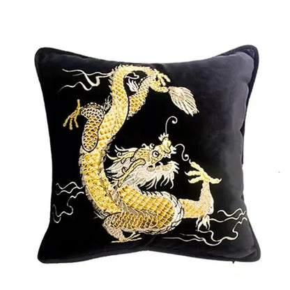 Decorbites™ Drachen-Samt-Kissenbezug 48x48 Rosa Außendekoration für Sofa und Bett