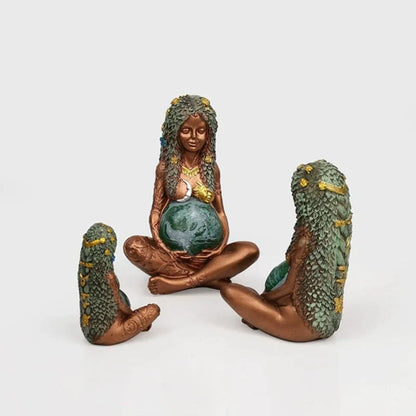 Decorbites™ Gaia Mutter Erde Lotus-Yoga-Pose Harz-Figur Dekoration für Zuhause Naturskulptur