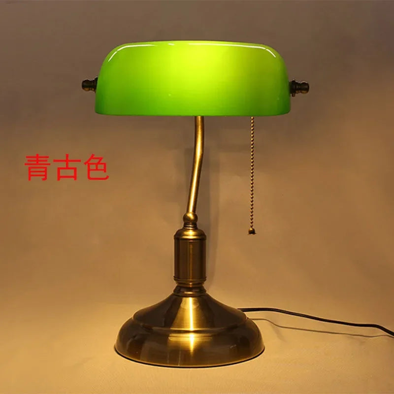 DecorBites™ Glass Lampshade Bank Desk Table Lamps White Green LED Light E27