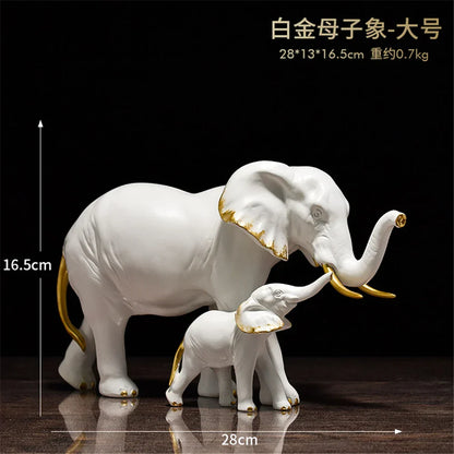 DecorBites™ Elephant Art Decor 2pcs Lucky Elephant Sculpture for Home Living Room Decor