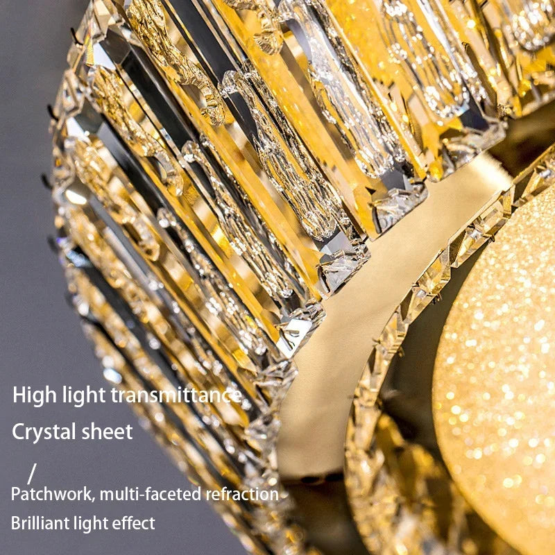 Gold Crystal LED Ceiling Light Dia80cm 192W