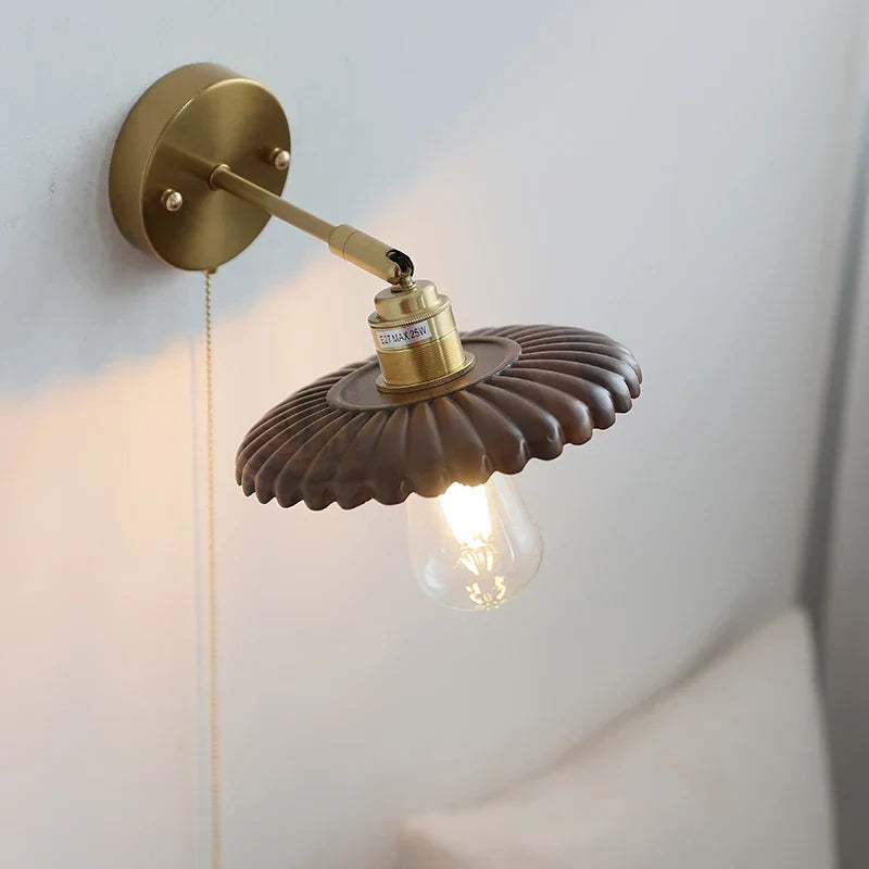 DecorBites™ LED Walnut Wood Wall Lamp Pull Chain Switch Modern Indoor Light