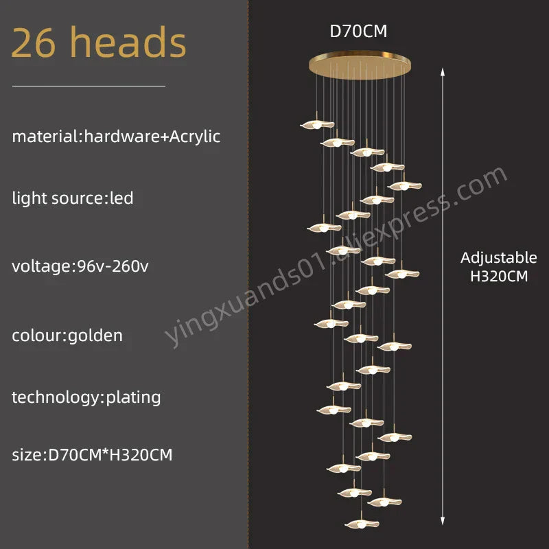 Gold Acrylic LED Pendant Lamp