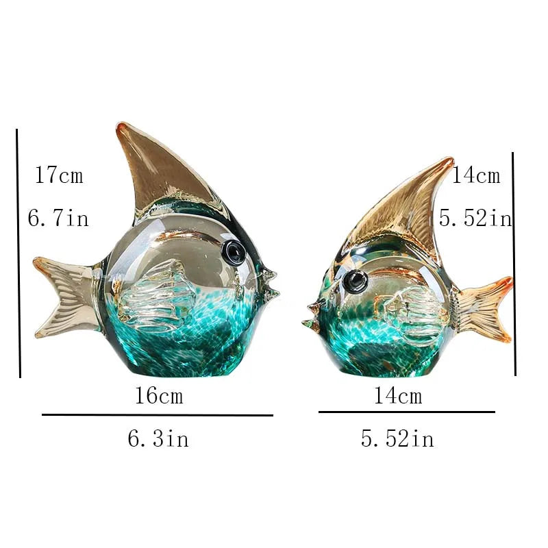 Decorbites™ Handgeblasene Glasfisch-Figur Kristallskulptur Wohnungsdekoration Geschenk Fengshui-Ornament