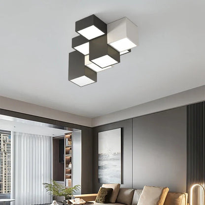 DecorBites™ Geometric LED Ceiling Light for Modern Bedroom, Study Room - Black/White Luxe Design