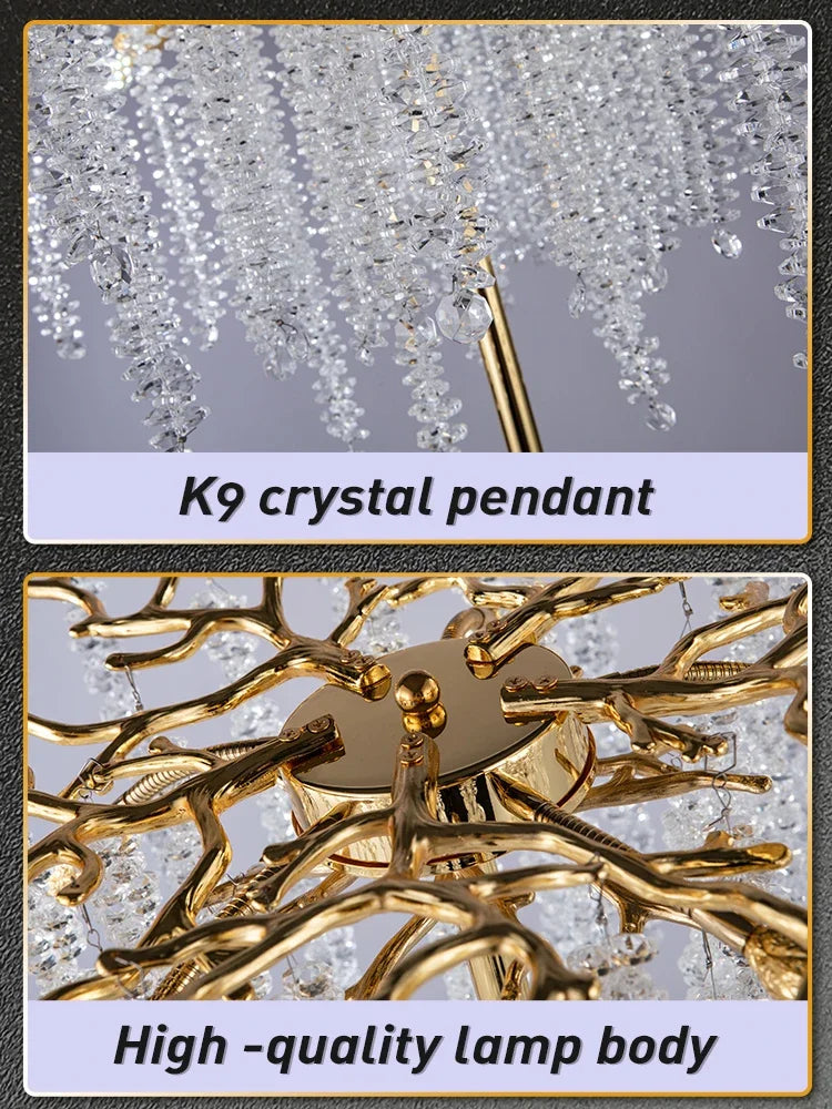 DecorBites™ Crystal Gold LED Floor Lamp: Nordic Luxury for Living Room & Bedroom