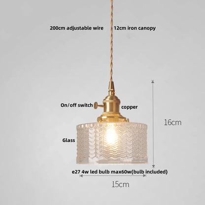 DecorBites™ LED Brass Pendant Lamp Modern Clear Glass Dining Light