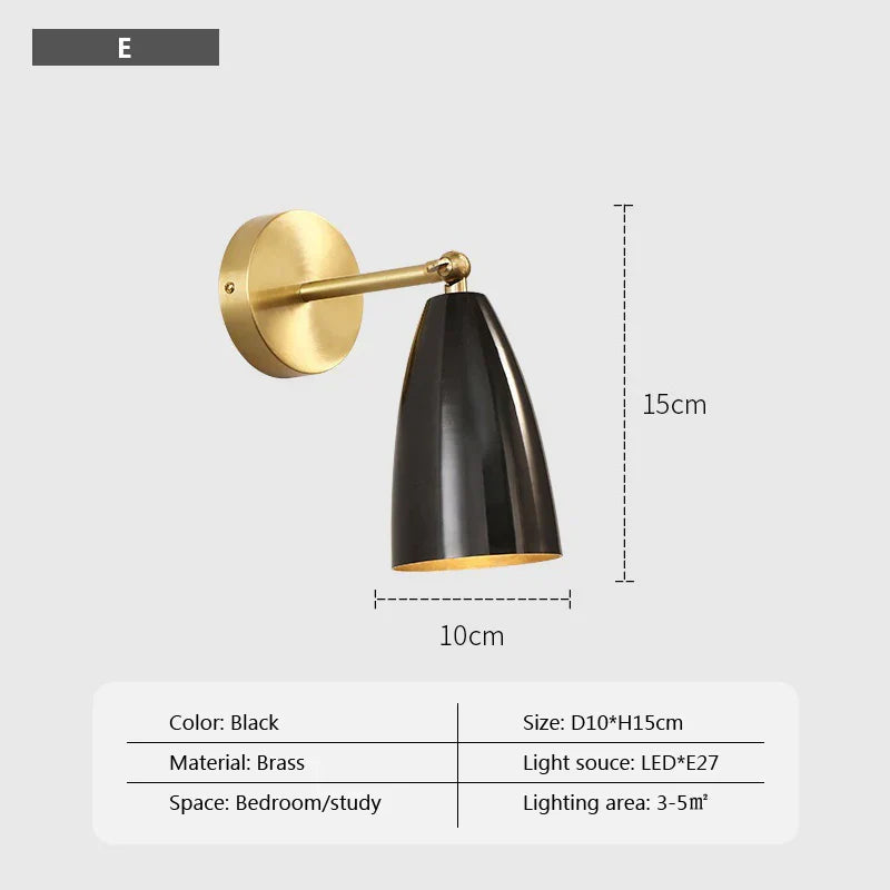 Decorbites™ Eisen-Wandlampe Vintage Einfach Einzelne Messing-Lampe Klein E27 Nachttisch Gang Balkon