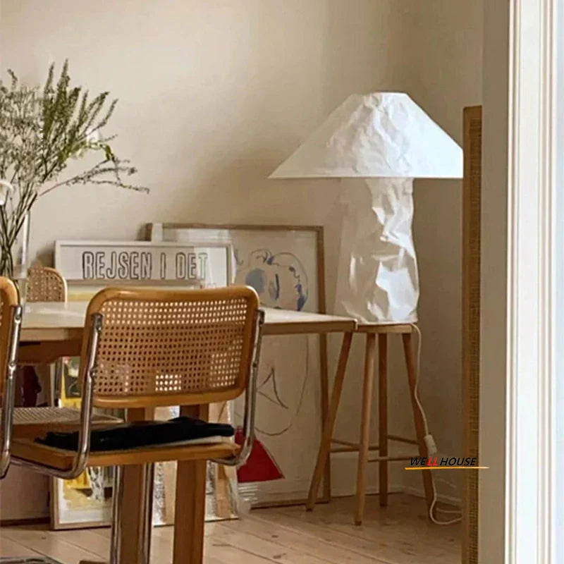 Decorbites™ Japanisches Papier-Bodenleuchte: Nordisches Design Wabi Sabi LED-Tischleuchte für Schlafzimmer, Wohnzimmer