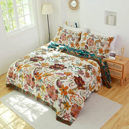 DecorBites™ Cotton Gauze Towel Blanket - Double Sided Yarn-Dyed Jacquard for Adult and Children
